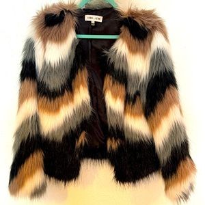 John + Jenn Striped Faux Fur Jacket